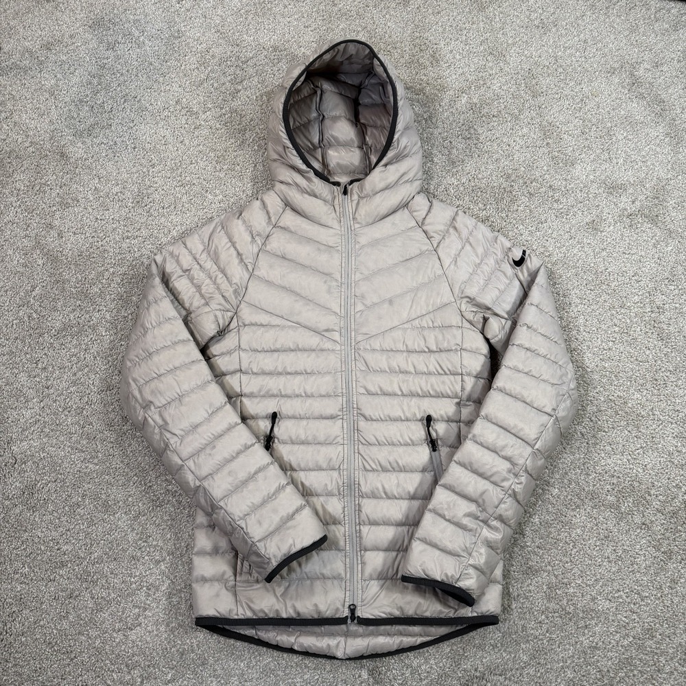 Nike Lightweight Down Puffer Jacket Hooded Full Zip XS Grayโ Packable Insulated